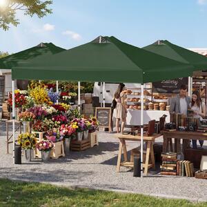 Costway Tenda a gazebo 3x3 m con installazione istantanea e tettuccio argento, Gazebo portatile completo di accessori per campeggio ed eventi Verde