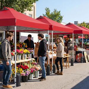 Costway Tenda a gazebo 3x3 m con installazione istantanea e tettuccio argento, Gazebo portatile completo di accessori per campeggio ed eventi Rosso
