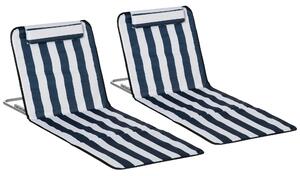 Outsunny Sdraio pieghevole Lettino da giardino con cuscino Sedia reclinabile con schienale regolabile in 5 posizioni Borsa da trasporto Blu | Aosom Italy