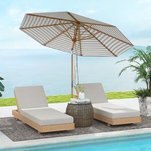 Costway Ombrellone per giardino con inclinazione parte superiore ventilata, Parasole esterno bambù 280 cm spiaggia e bordo piscina Blu