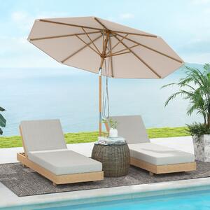Costway Ombrellone per giardino con inclinazione parte superiore ventilata, Parasole esterno bambù 280 cm spiaggia e bordo piscina Beige
