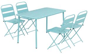 Outsunny Set da Pranzo da Esterno 5 Pezzi, Set da Giardino per 4 Persone con Piano a Doghe e Sedie Pieghevoli, Verde Chiaro | Aosom Italy