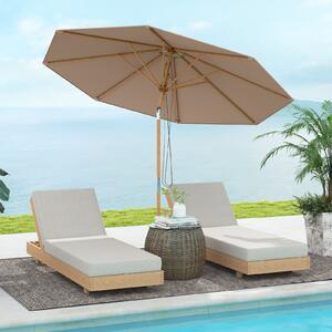 Costway Ombrellone per giardino con inclinazione parte superiore ventilata, Parasole esterno bambù 280 cm spiaggia e bordo piscina Kakhi