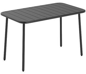 Outsunny Tavolo da Pranzo da Giardino Rettangolare 120x70x72 cm in Acciaio con Piano a Doghe per 4 Persone Grigio | Aosom Italy