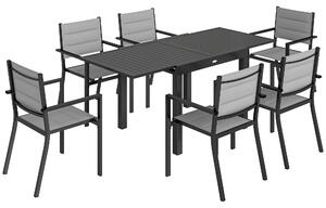 Outsunny Set Pranzo Esterni 7 Pezzi, Tavolo e Sedie in Alluminio per 6 Persone. | Aosom Italy