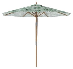 Costway Ombrellone da giardino da 270 cm con tettuccio di ventilazione e 8 stecche in legno, Parasole da esterno per cortile e balcone Verde
