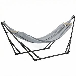 Outsunny Supporto con Amaca Pieghevole in Acciaio, 2 in 1 per Amaca o Sedia Sospesa, Borsa da Trasporto Inclusa 268x89x100cm Grigio | Aosom Italy