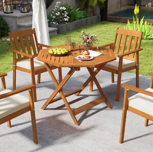 Costway Tavolino da giardino con foro per ombrellone 5 cm, Tavolino da caffè in legno massello per patio e piscina 90 x 90 x 72 cm