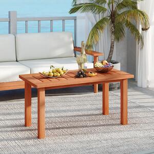 Costway Tavolino da esterno in legno con piano a doghe, Tavolo da caffè per interno ed esterno 90 x 45,5 x 43,5 cm Naturale