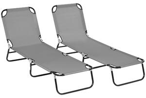 Outsunny Set 2 lettini prendisole pieghevoli Lettino da giardino con schienale regolabile in 5 posizioni fino a 120kg | Aosom Italy