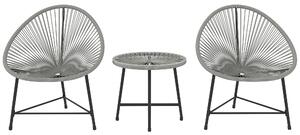 Outsunny Set di mobili da giardino 3 pezzi, 2 sedie in PE-Rattan, 1 tavolo con piano in vetro, struttura in acciaio, mobili da esterno, Grigio | Aosom Italy