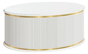 Tavolino contemporaneo cannettato legno bianco oro e cromo 90x90x35 110x110x35 (118)
