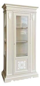 Vetrina 1 porta legno shabby tortora profilo bianco 95x47x210 (1235)