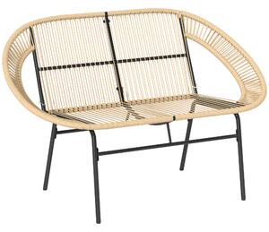 Outsunny Panchina da 2 posti in polyrattan, panca resistente alle intemperie in design intreccio, resistente ai raggi UV, portata 260 kg Kaki | Aosom Italy