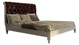 Letto matrimoniale classico imbottito legno bianco argento oro 171x224x140 (801)