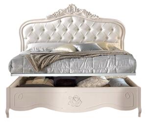 Letto matrimoniale contenitore imbottito legno bianco 182x212x156 (2135)