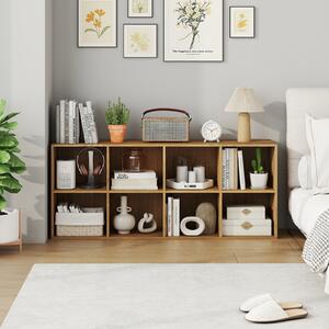 Costway Libreria a 8 cubi con 2 kit anti-ribaltamento, Organizzatore di stoccaggio con capacità di carico superiore a 80 kg Naturale
