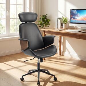 Costway Sedia da ufficio ergonomica con altezza regolabile e schienale inclinabile, Poltrona computer e 5 ruote girevoli portata 110 kg Nero