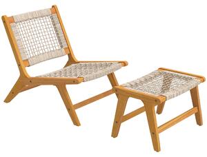 Outsunny Poltrona da giardino con poggiapiedi 2-teilig legno di acacia FSC Poltrona lounge da esterno con seduta in rattan Stile boho piedini regolabili | Aosom Italy
