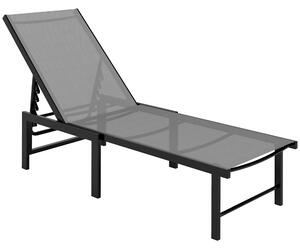 Outsunny Sdraio da giardino sdraio reclinabile 5 posizioni regolabili seduta in textilene grigio | Aosom Italy