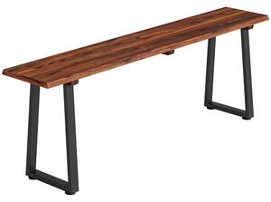 Outsunny Panca da Giardino in Legno Senza Schienale, Gambe Trapezoidali in Acciaio, 2 Posti Effetto Legno, 150x28x48cm, Carbonizzato | Aosom Italy