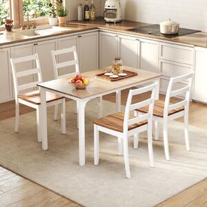 Costway Set di 4 sedie da pranzo in legno schienale alto curvo, Sedie rustiche da cucina stile fattoria per cucina e ristorante Marrone