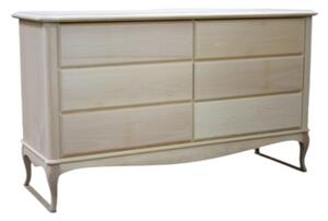 Cassettiera classica 6 cassetti legno grezzo 141x47x90