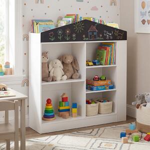 Costway Scaffale portagiochi per bambini giocattoli con 11 scomparti 94 x 30 x 102 cm, Libreria con lavagna per cameretta in legno Bianco