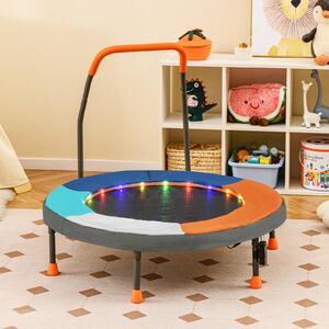 Costway Trampolino mini per bambini 90 cm con luci da interno ed esterno, Trampolino fitness con maniglia per bambini 3+ anni Arancio
