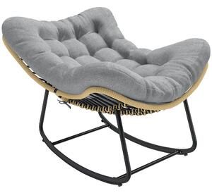 Outsunny Poltrona a dondolo in rattan sdraio da giardino con cuscino spesso, dondolo da giardino fino a 120 kg Interni ed Esterni 87 x 110 x 70 cm Grigio | Aosom Italy