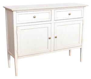 Madia credenza 2 porte 2 cassetti legno shabby bianco anticato 110x35x83