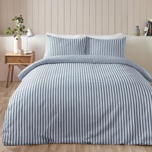 Biancheria da letto singola in flanella blu 135x200 cm Stripe - Catherine Lansfield