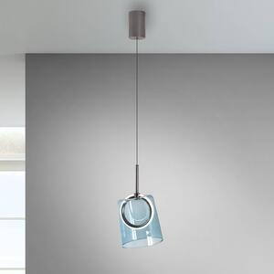 Paul Neuhaus Lampada LED a sospensione Zula, blu, Ø 15 cm, vetro