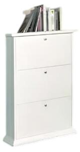 Scarpiera 3 ante ribalta shabby bianco legno 81x20x108