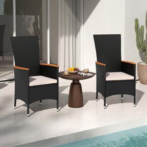 Costway Set di 2 sedie da esterno in ratten pe con cuscino di seduta, Set di mobili per balcone cortile bordo piscina Beige
