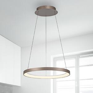 Paul Neuhaus Lampada LED a sospensione Hoop, marrone, Ø 57 cm, dimmerabile