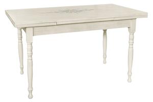 Tavolo allungabile legno bianco anticato decorato gamba tornita 100x70 120x80 140x80 160x85