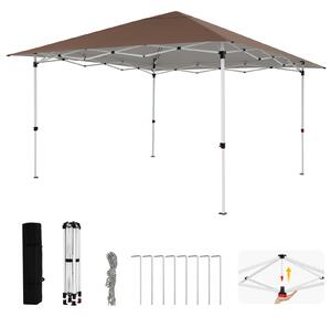 Costway Gazebo pieghevole 3x3 con struttura metallica borsa per trasporto, Gazebo da esterno pop-up per mercatini campeggio Marrone