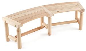Costway Panca curva in legno carbonizzato per tavolo rotondo, Panca da pranzo con seduta ampia e a doghe Legno Naturale