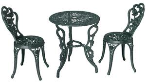 Outsunny Set da Giardino Bistroset Mobili da Giardino 3 pz. Fusione di Alluminio Verde Antico