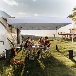 Costway Gazebo da esterno pieghevole regolabile in altezza, Gazebo pop up con 4 sacchi di sabbia e borsa da trasporto Bianco