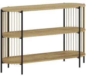 HOMCOM Tavolo Consolle con Corda di Carta Intrecciata a Mano Struttura in Acciaio Stile Bohemio 124x43,5x80 cm Naturale | Aosom Italy