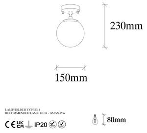 Opviq Plafoniera Atmaca 10220, color oro antico, vetro opalino Ø 15 cm