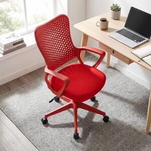 Costway Sedia da ufficio ergonomica con schienale reclinabile a forma di farfalla, Sedia comoda con seduta regolabile in altezza girevole 360° Rosso