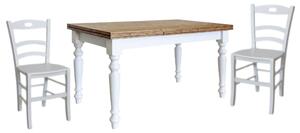 Set tavolo shabby gamba tornita 100x70 120x80 130x85 140x80 160x85 allungabile con 4/6 sedie seduta legno