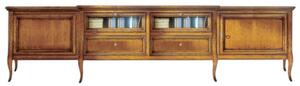 Porta tv classico in legno 2 ante 2 cassetti 2 ribalte finitura bassano l.220 p.50 h.55