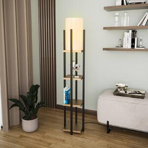 Opviq Lampada da terra 8115, nero/oro/bianco, metallo/tela, altezza 130cm