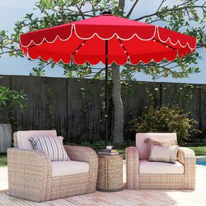 Costway Ombrellone da mercato pesante per giardino piscina terrazza spiaggia prato, Ombrellone da patio solare rosso bordeaux