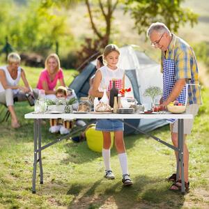 Costway Tavolo pieghevole da 152 cm per 4-6 persone per campeggio BBQ feste, Tavolo da pranzo per interni ed esterni Bianco