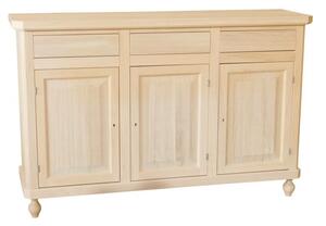Madia credenza grezza in legno 3 ante 3 cassetti l.150 p.43 h.98